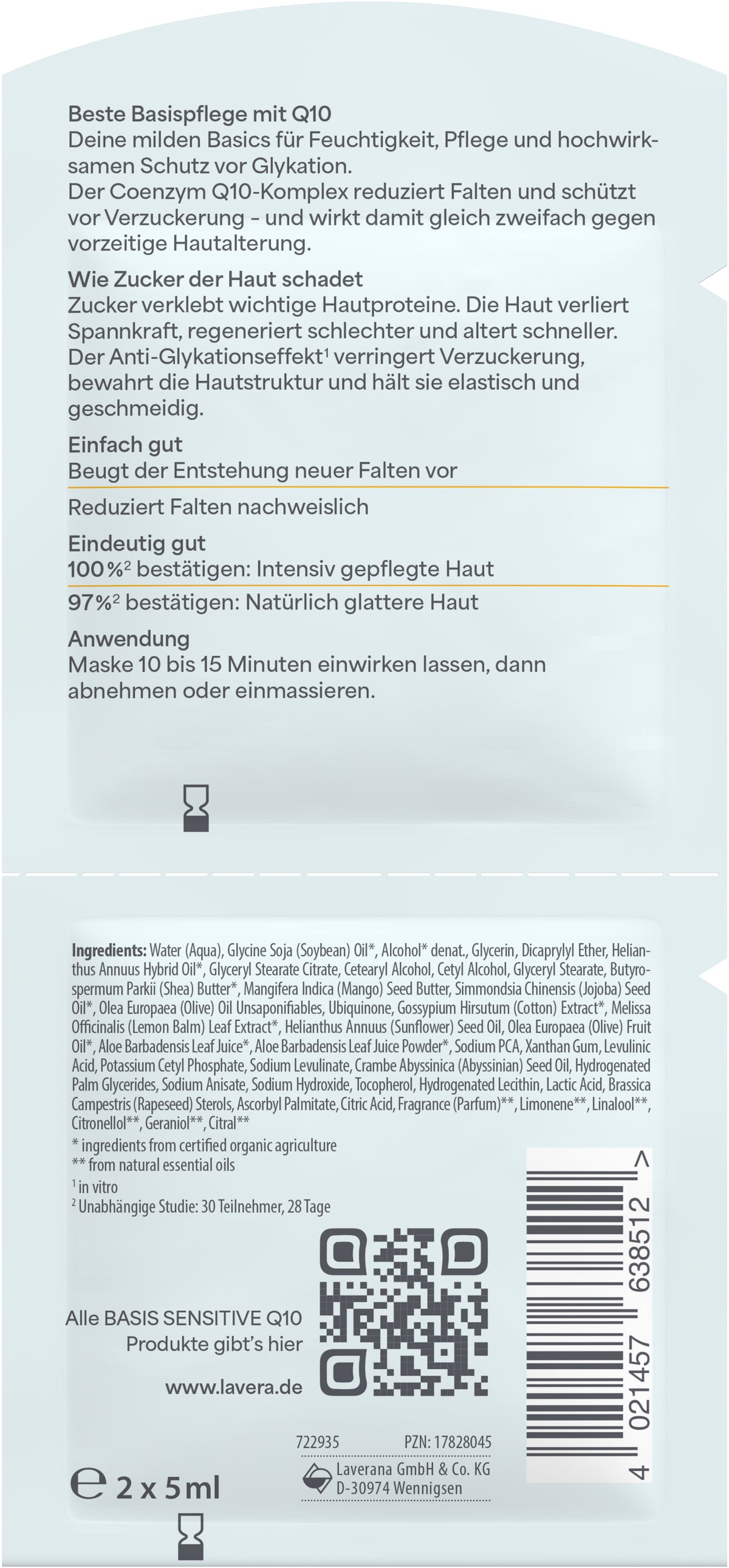 lavera basis sensitive Anti-Falten Maske Q10