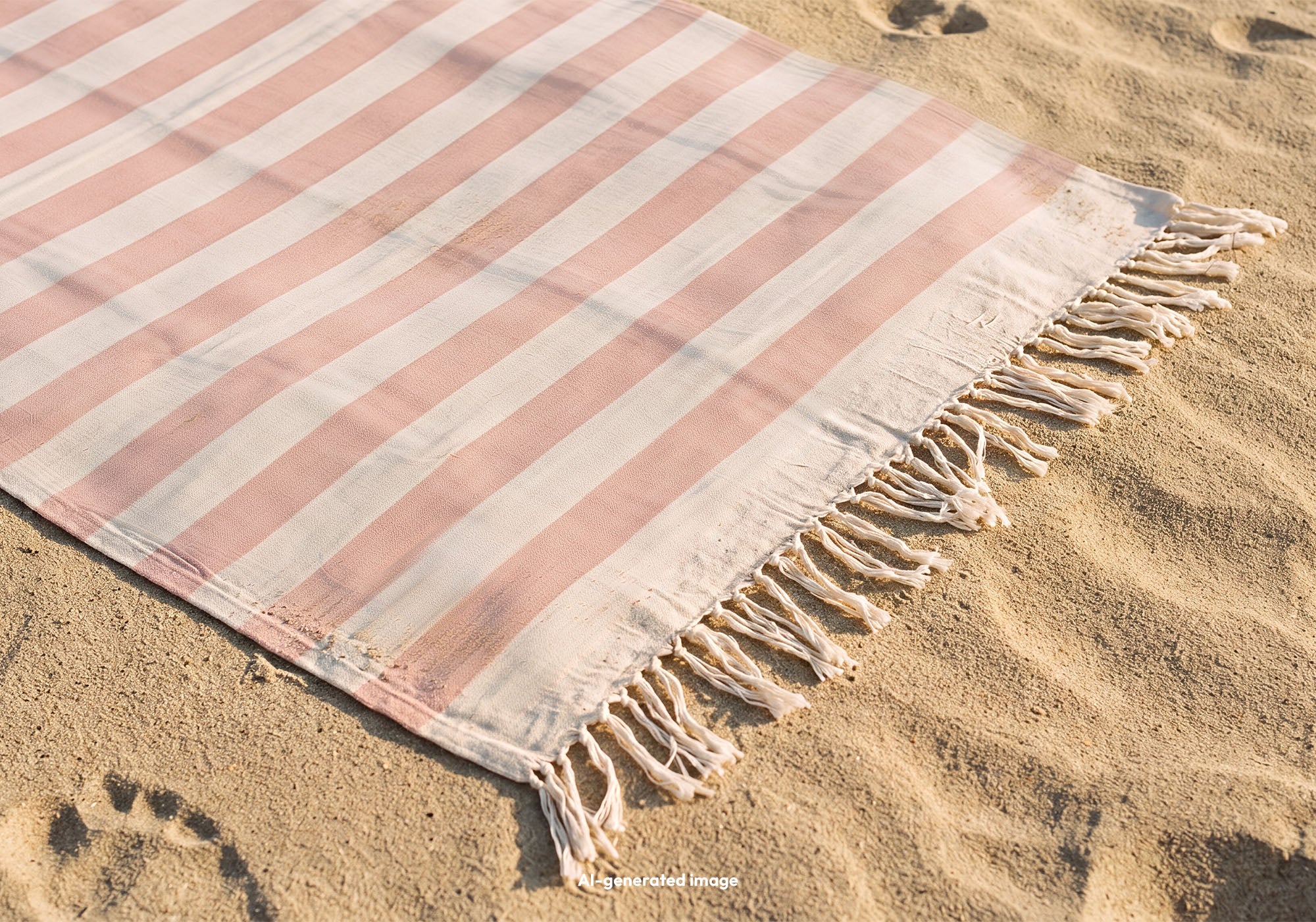 signatures Strandtuch Sunset Stripes im Sand (AI-generated)