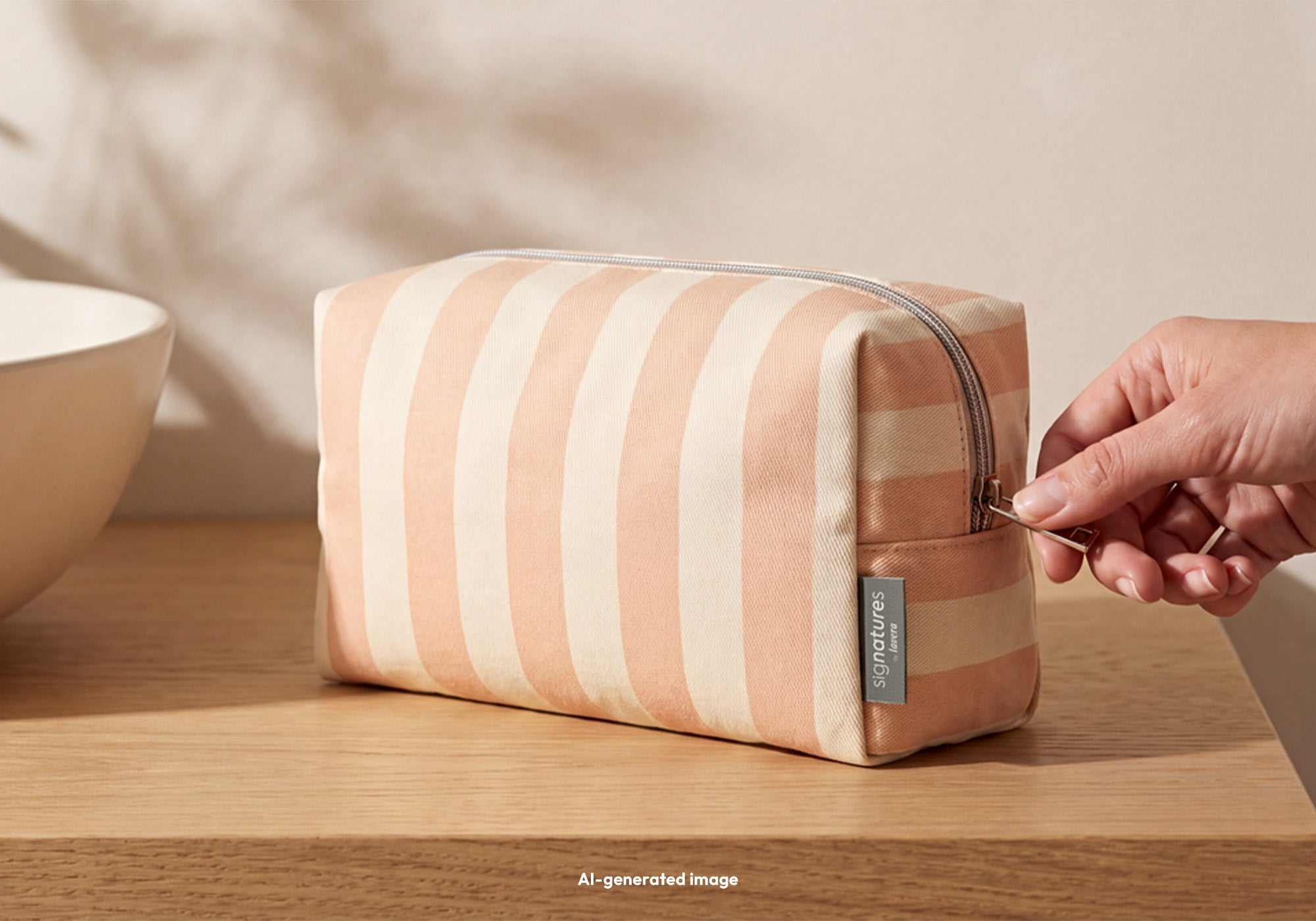 Signatures Kosmetiktasche gestreift (AI-generated)