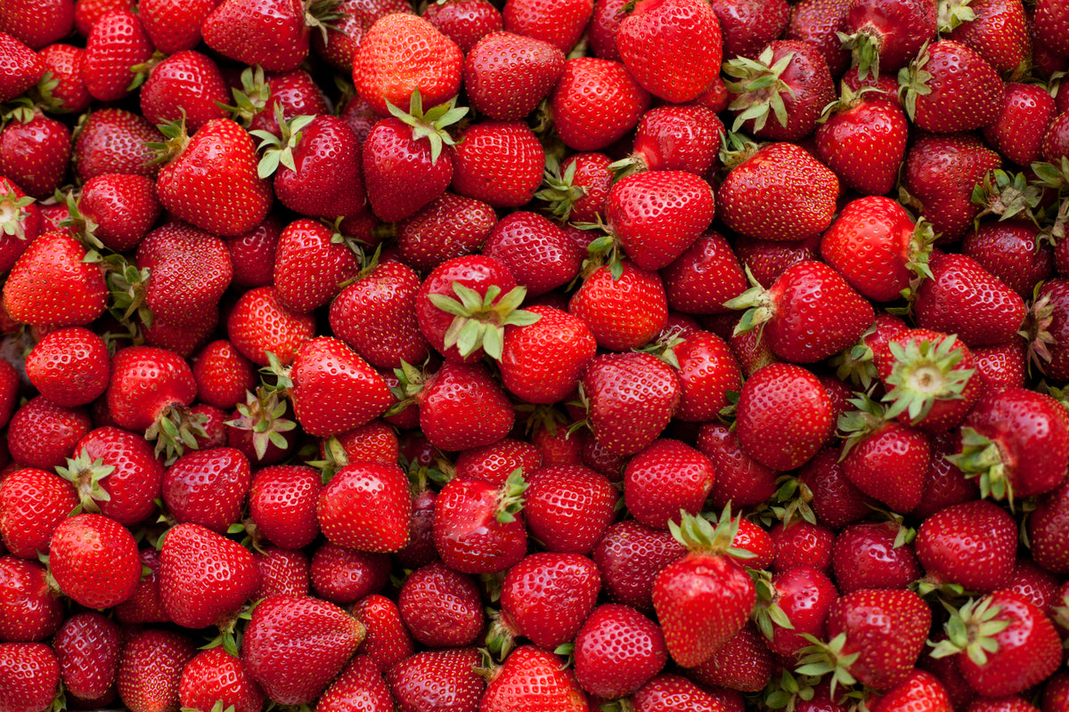 viele Erdbeeren von Oben