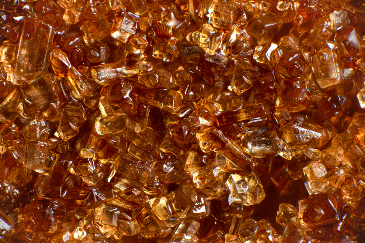 Nahaufnahme Zuckerkristalle im Rohrzucker